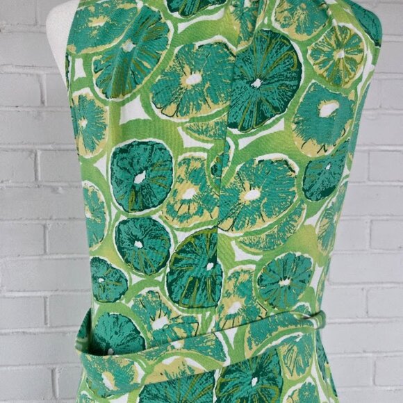 Land's End Green Floral Pullover Knit tank Dress with Lime Citrus Pattern Size S - Picture 7 of 10
